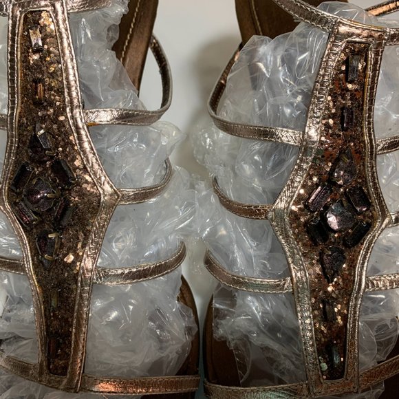 Nine West Sandals Heels With Rhinestones Bronze - Picture 4 of 8